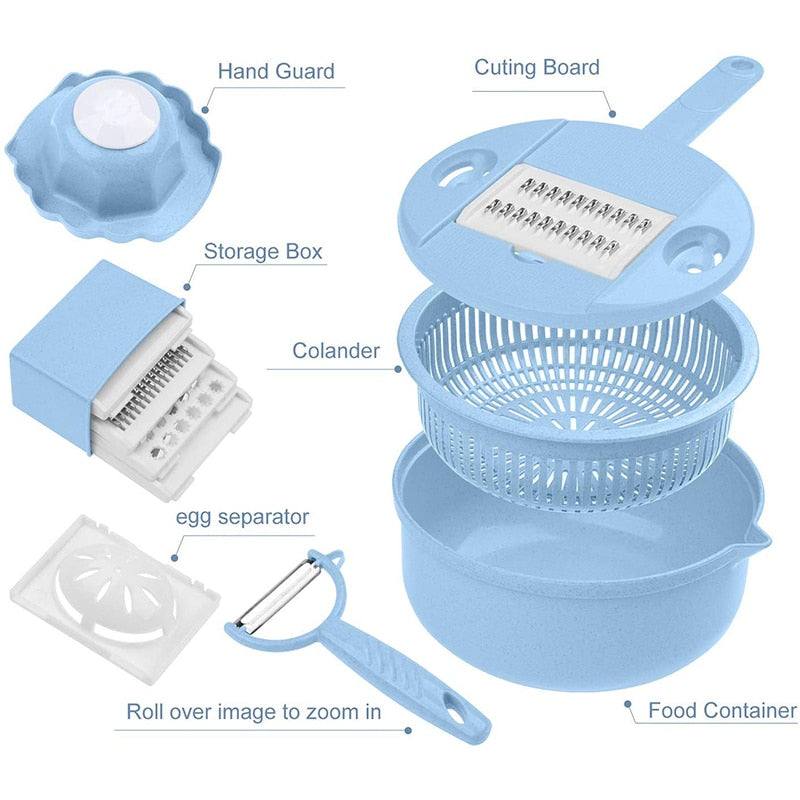 12 in 1 Vegetable Cutter with Drain Basket