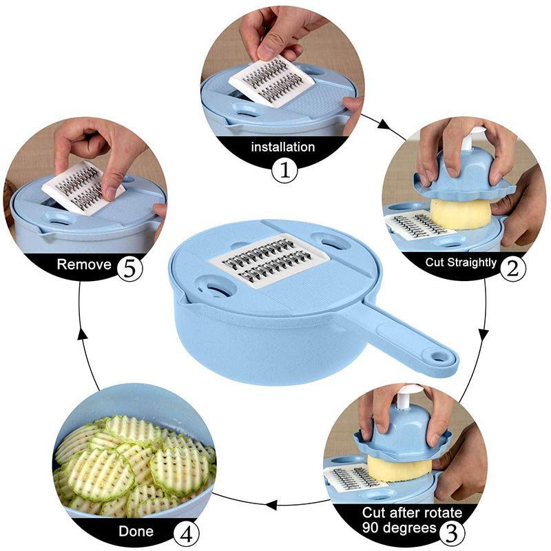 12 in 1 Vegetable Cutter with Drain Basket