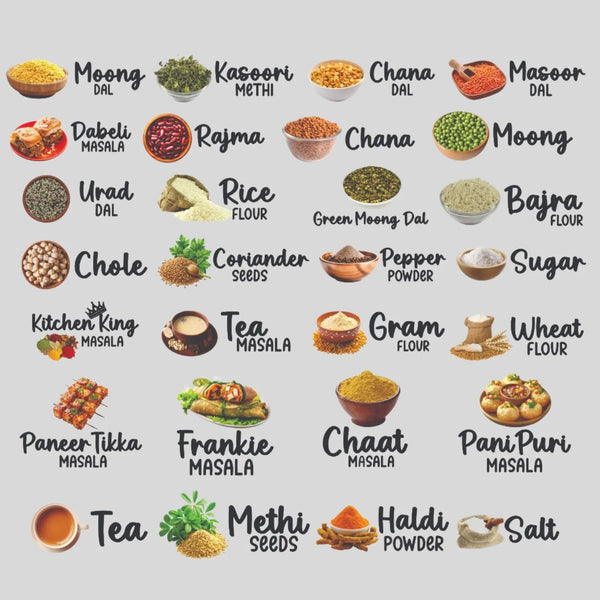 3D Kitchen Label Stickers (60 Stickers)