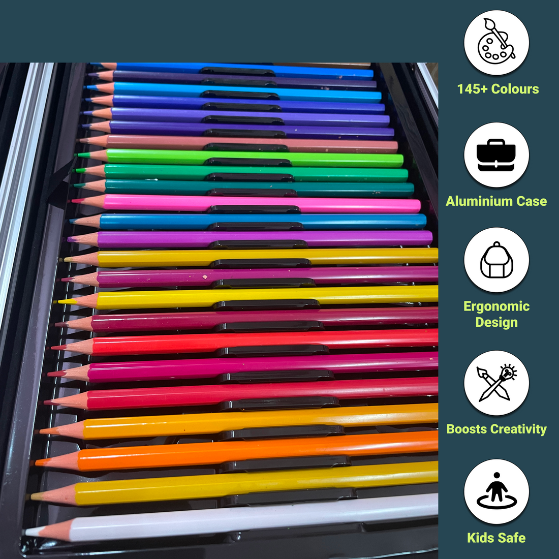 Unicorn Drawing Kit Pink (145pc) - Markers, Crayons, H&B Pencils, Case