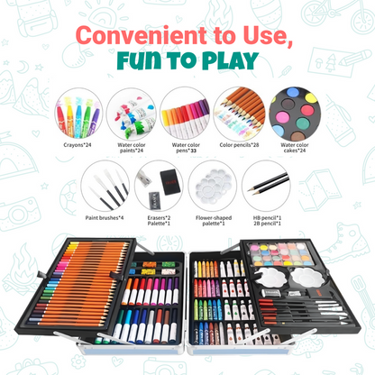 Unicorn Drawing Kit Pink (145pc) - Markers, Crayons, H&B Pencils, Case