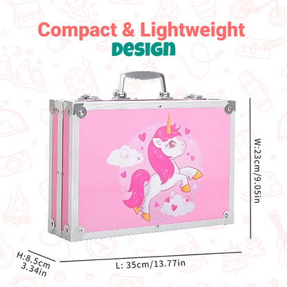 Unicorn Drawing Kit Pink (145pc) - Markers, Crayons, H&B Pencils, Case