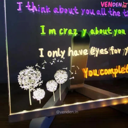 Personalised 3D Acrylic GlowNotes Message Board Lamp with 12 Colourful Markers