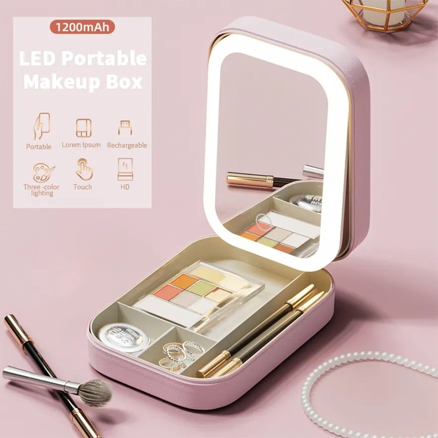 Compact Makeup Vanity with LED Mirror