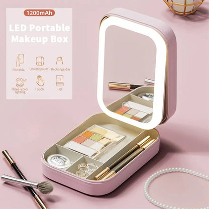 Compact Makeup Vanity with LED Mirror