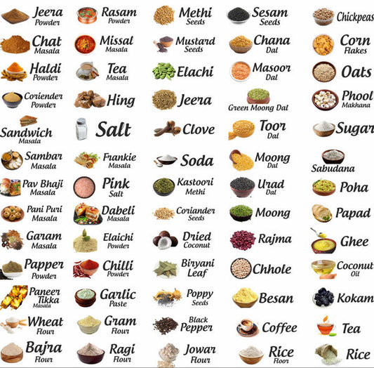 3D Kitchen Label Stickers (60 Stickers)