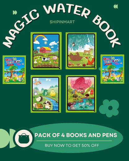 Reusable Magic Water Drawing Book [Set of 4]