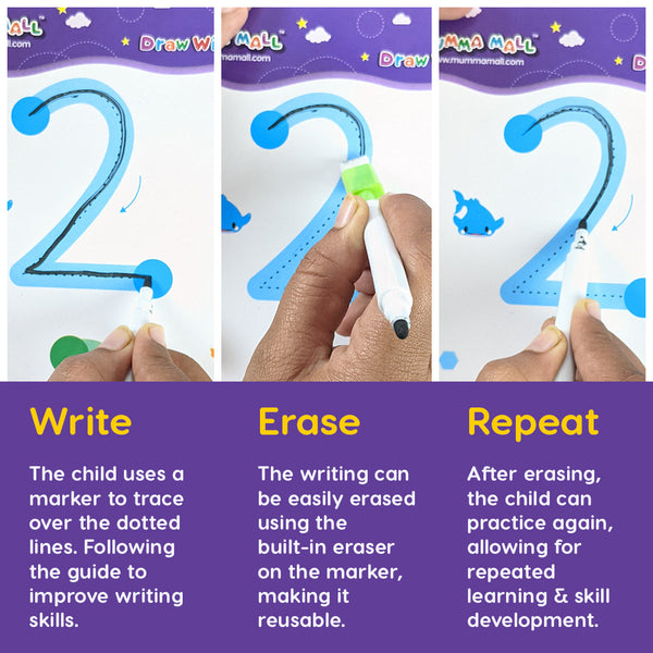 64 Pages Reusable Tracing Line book to improve HANDWRITING For kids