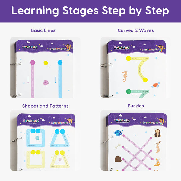 64 Pages Reusable Tracing Line book to improve HANDWRITING For kids