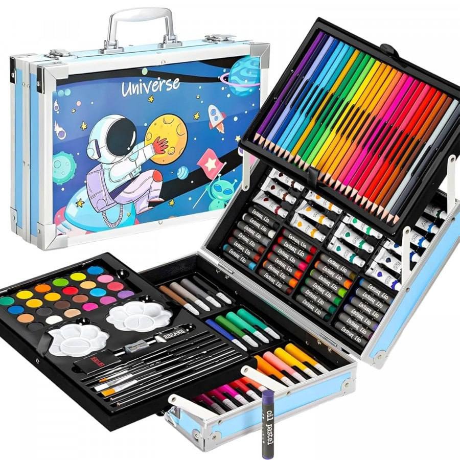 Unicorn Drawing Kit Pink (145pc) - Markers, Crayons, H&B Pencils, Case