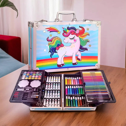 Unicorn Drawing Kit Pink (145pc) - Markers, Crayons, H&B Pencils, Case